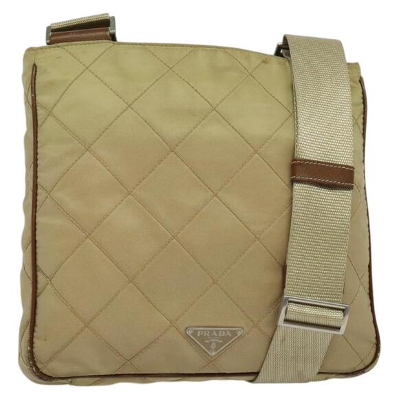 PRADA Shoulder Bag Nylon Beige - Picture 1 of 9